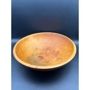 Large 13” Vintage Signed Munising Wooden Dough Bowl Primitive Farmhouse Cracked
